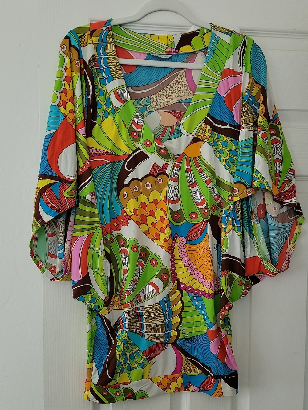 Trina Turk Multicolor Abstract Print Resort Wear — Green, Blue, Pink, Orange